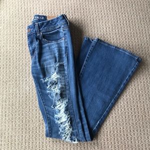 American Eagle Bell Bottom Destroyed Denim